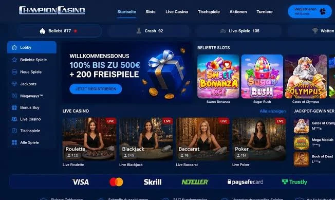 Мобільна версія Champion Casino на смартфоні